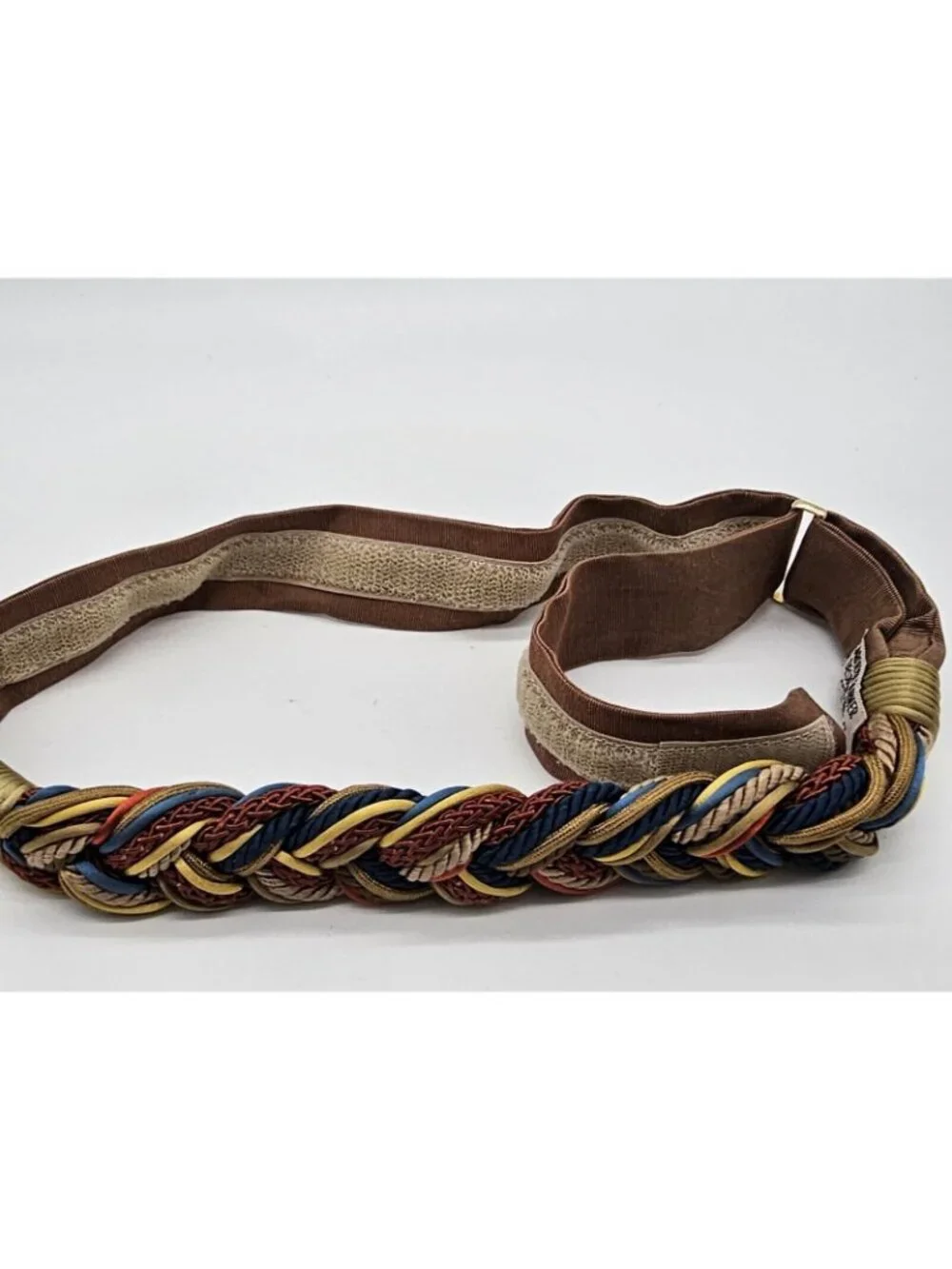 Carolyn Tanner Designs Inc Belt Brown Gold Braided Adjustable 80s Statement Belt